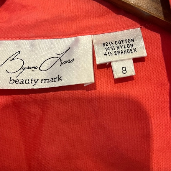 BYRON LARS Beauty Mark Women’s Orange Red Mesh Drape Front Button Down Shirt - Picture 3 of 3